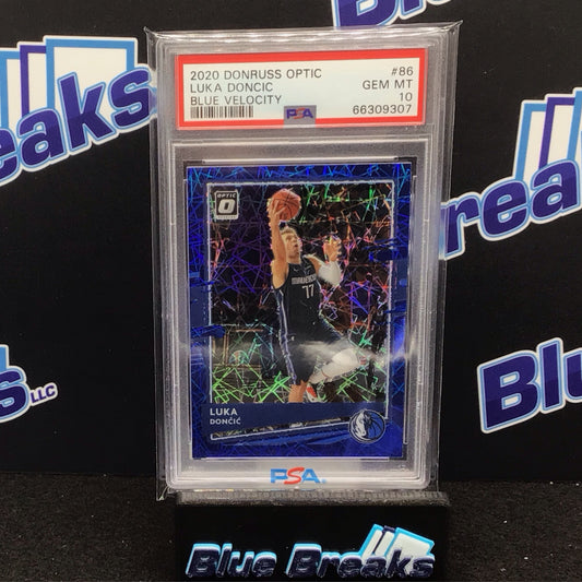 2020 Donruss Optic Blue Verlocity Luka Doncic #86 PSA 10 Mavericks