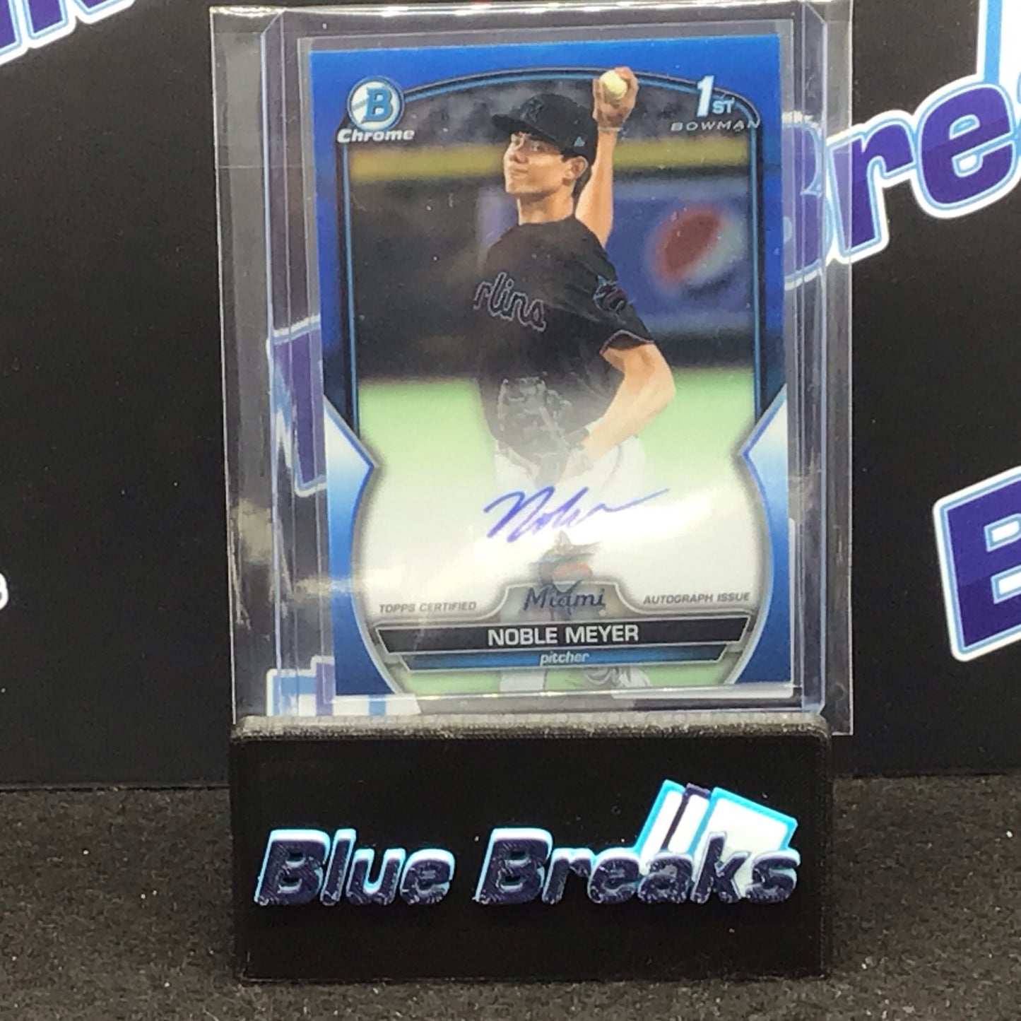 2023 Bowman Chrome 1st Bowman blue Noble Meyer auto 001/150 #CDA-NME Marlins