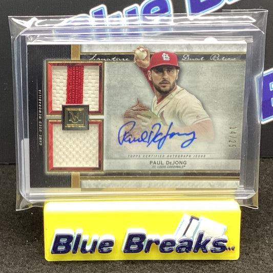 2020 Topps Museum Collection Signature Swatches Dual Relic Autograph Paul DeJong 14/25 SSDA-PD