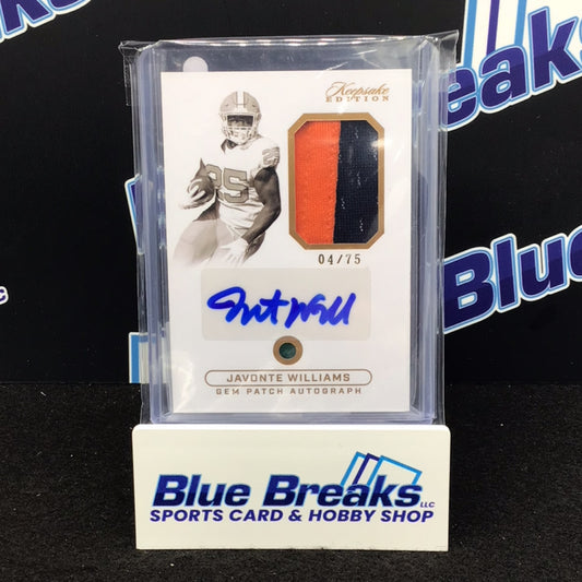 2024 Keepsake Sports Edition Javonte Williams gem patch auto 04/75 #53 Broncos