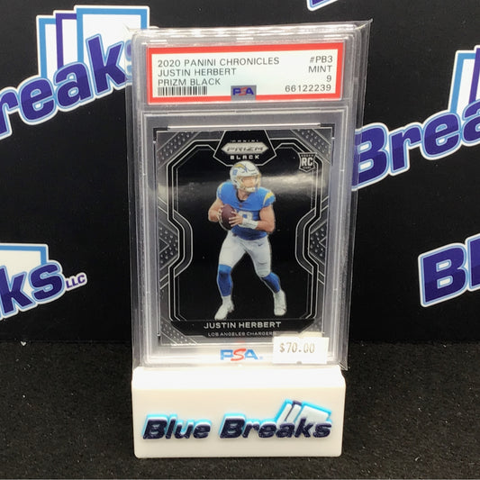 2020 Panini Chronicles Prizm Black Justin Herbert #PB3 PSA 9 Chargers