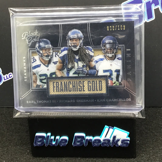 2016 Panini - Black Gold Football - Earl Thomas / Richard Sherman / Kam Chancellor - Seattle Seahawks - 98/100