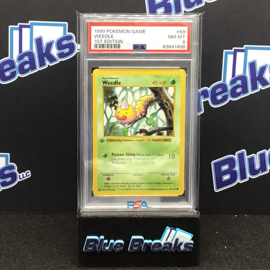 1999 Pokémon Game 1st Edition Weedle #69 PSA 8