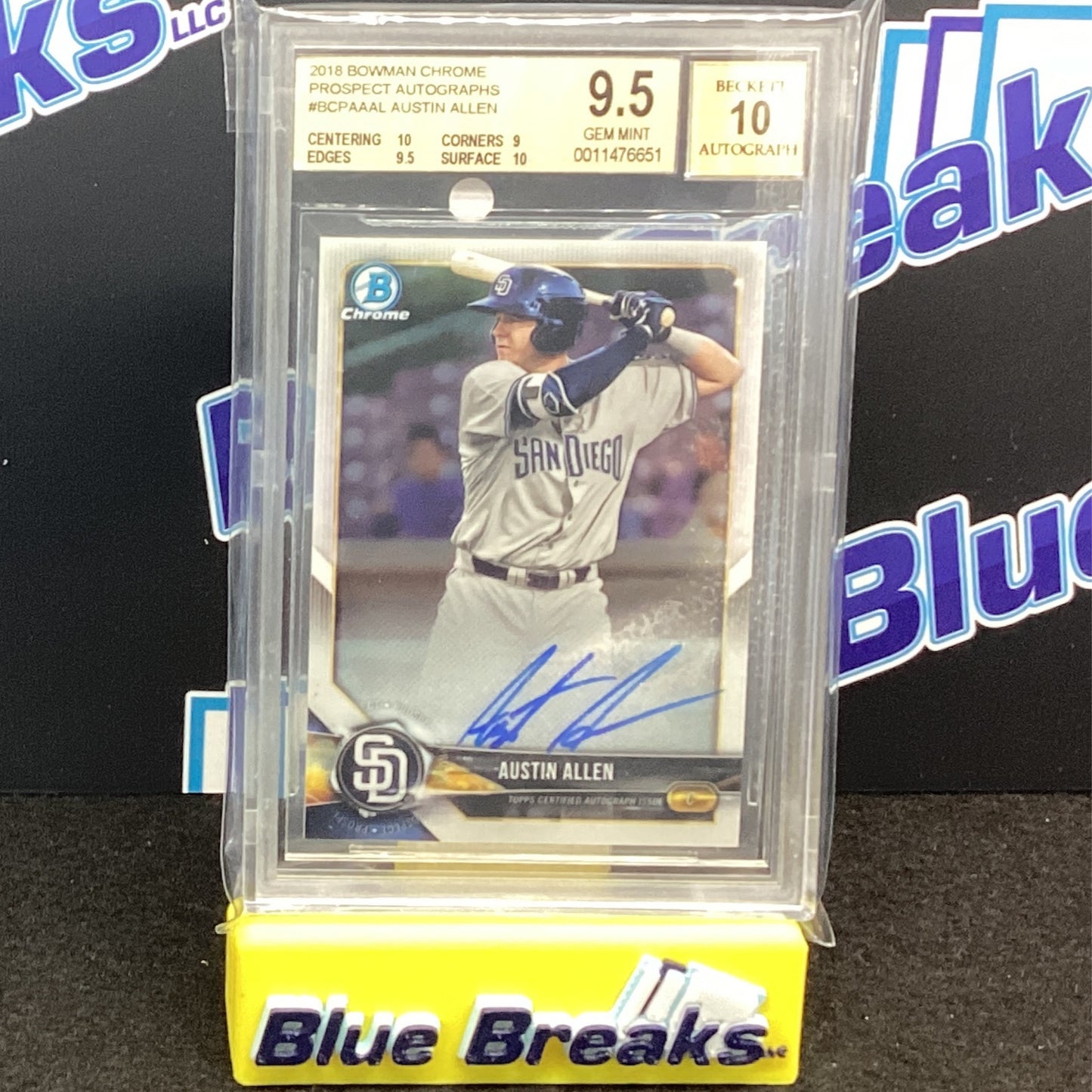 2018 Bowman Chrome Prospect Autographs - Austin Allen BGS 9.5