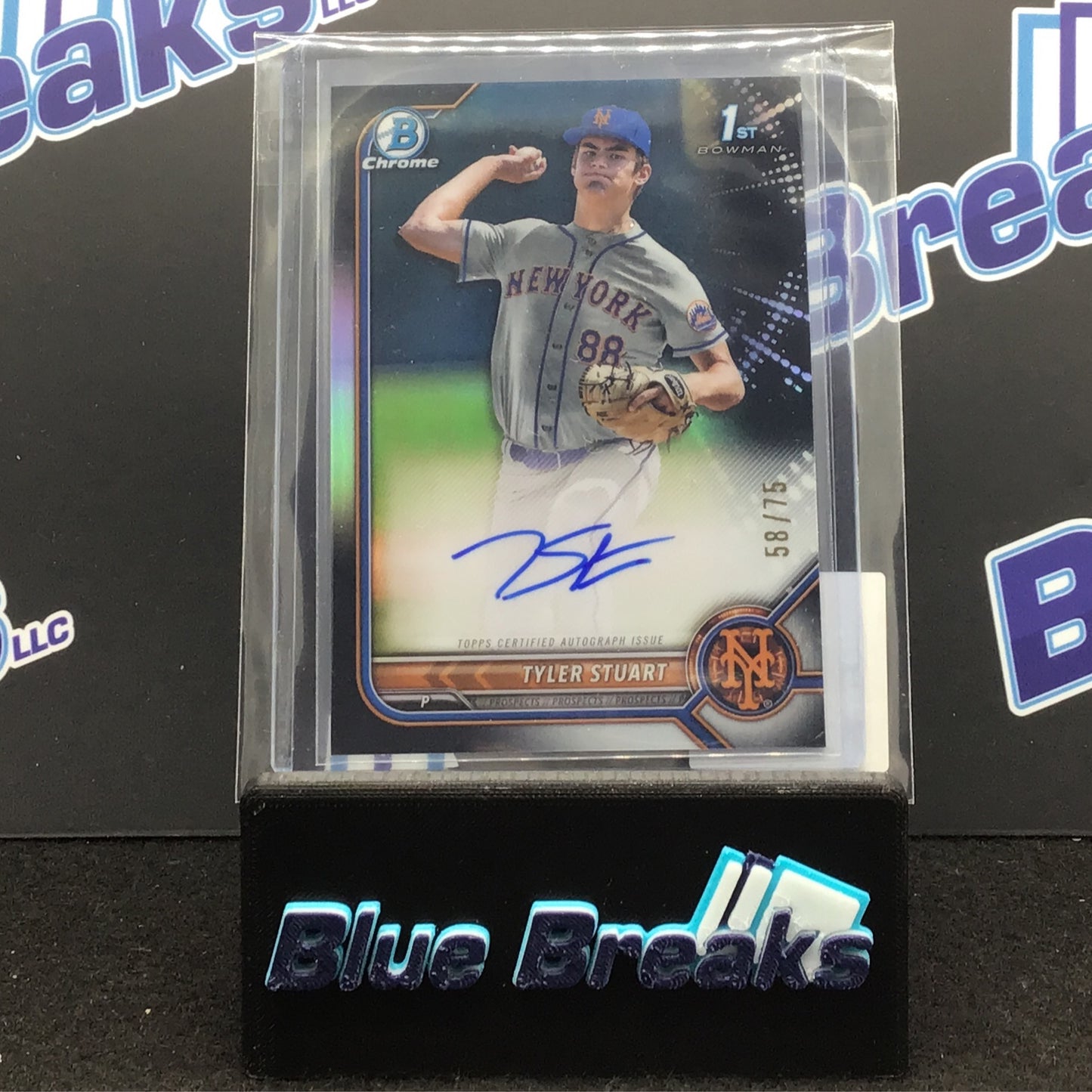 2022 Bowman Chrome 1st Bowman True Black Tyler Stuart auto 58/75 #CDA-TST Mets