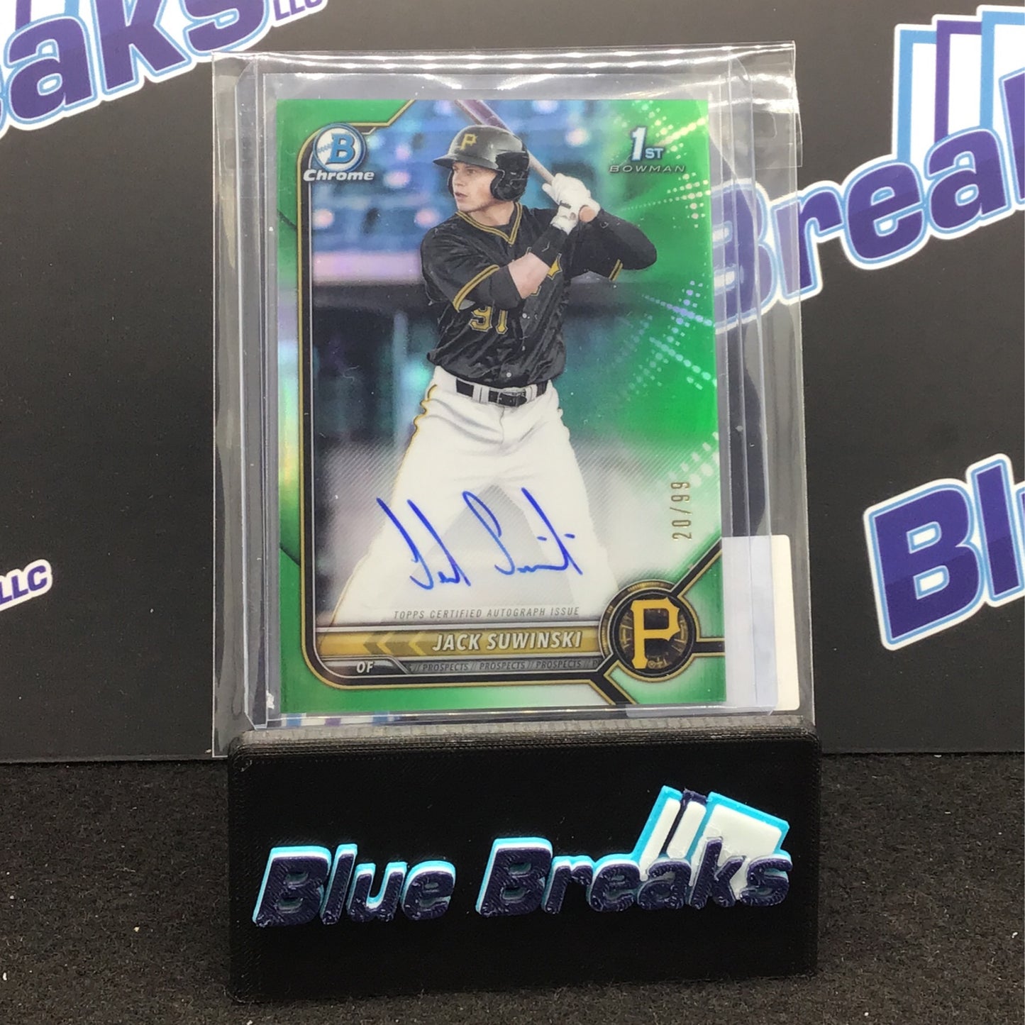 2022 Bowman Chrome 1st Bowman True Green Jack Suwinski auto 20/99 #CPA-JS Pirates