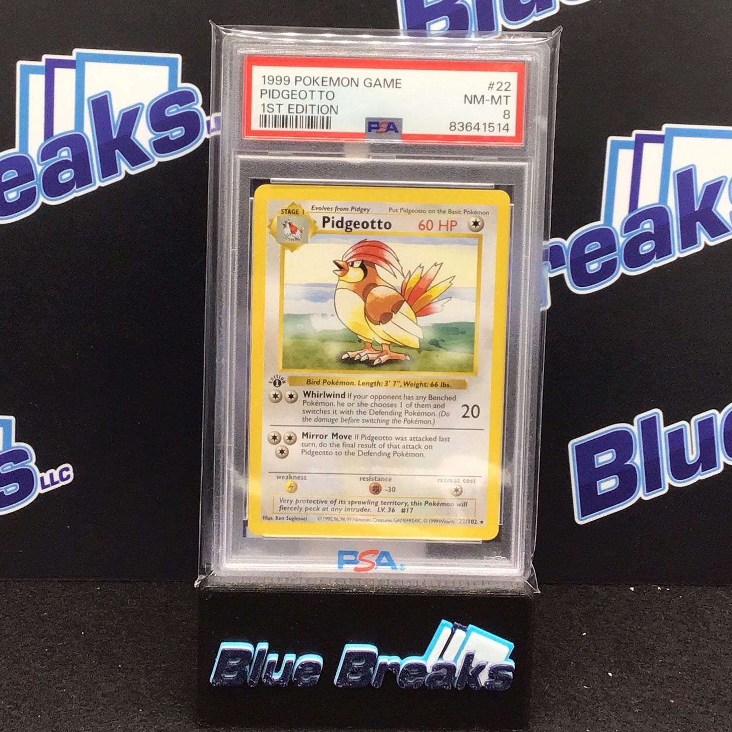 1999 Pokémon Game 1st Edition Pidgeotto #22 PSA 8