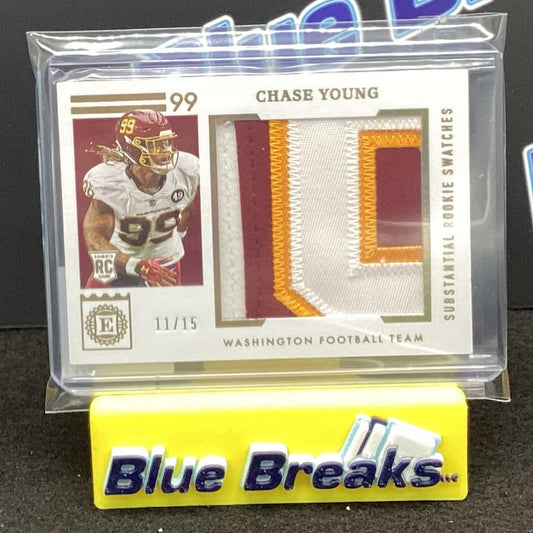 2020 Panini Encased Substantial Rookie Swatches Chase Young 11/16 RC #SRS-11 Commanders
