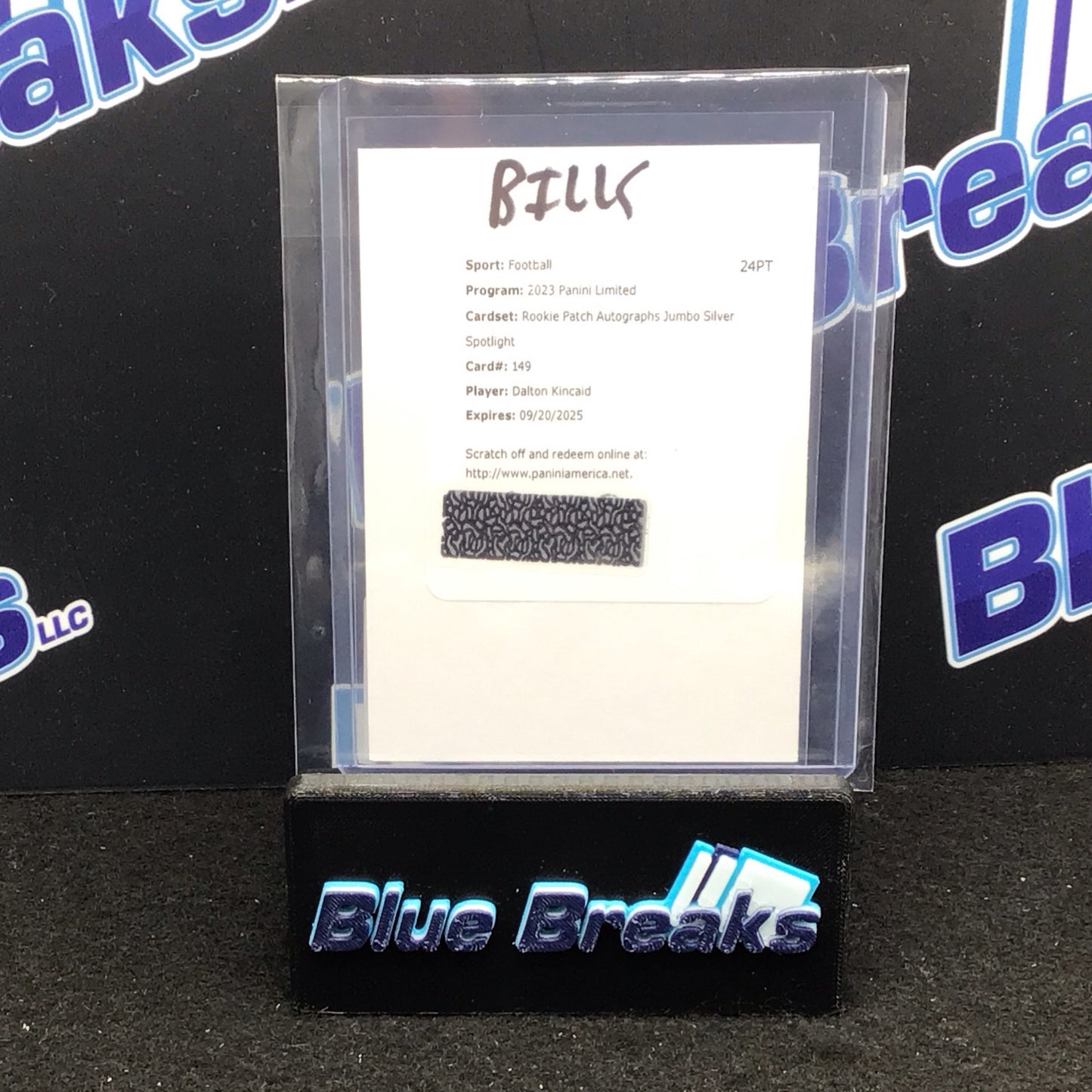 2023 Panini Limited Rookie patch auto jumbo silver spotlight Dalton Kincaid redemption #149 Bills