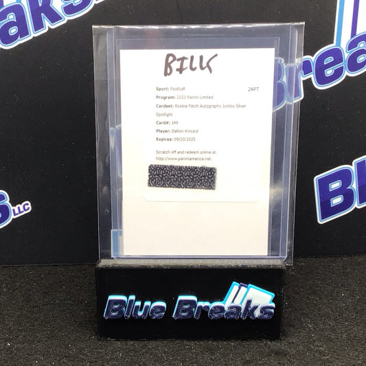2023 Panini Limited Rookie patch auto jumbo silver spotlight Dalton Kincaid redemption #149 Bills