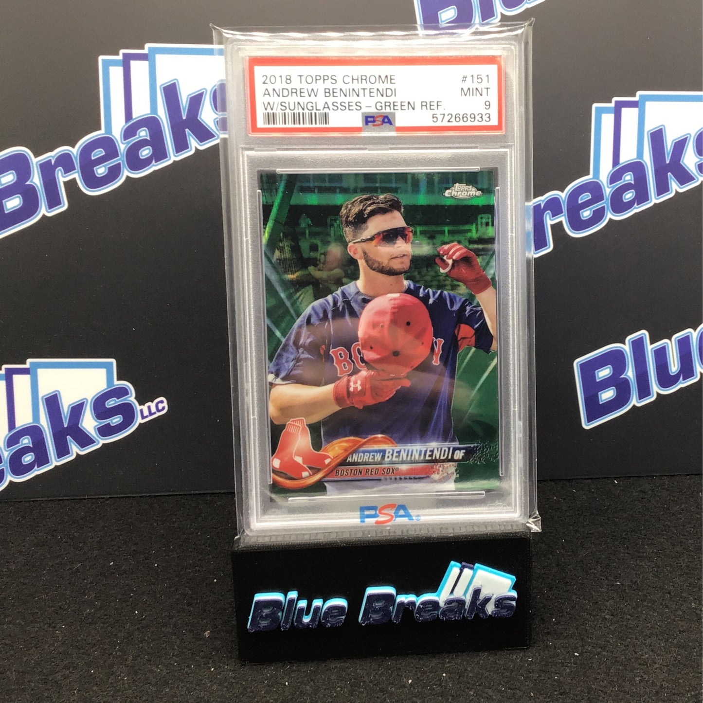 2018 Topps Chrome - Andrew Benintendi - With Sunglasses - Green Refractor - PSA 9 - Boston Red Sox