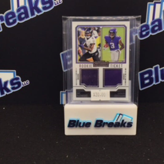 2023 Panini Contenders Rookie Ticket Zay Flowers Jordan Addison dual relic #DS-16 Ravens Vikings