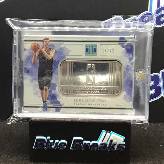 2018-19 Panini Impeccable Dirk Nowitzki Fine Silver 15/22 #14 Mavericks
