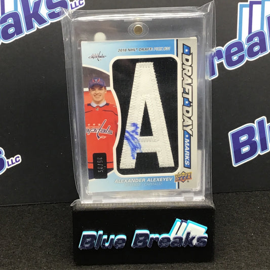 2020-21 SP Game Used Draft Day Marks Alexnader Alexeyev auto 35/35 RC #DDM-AA Capitals