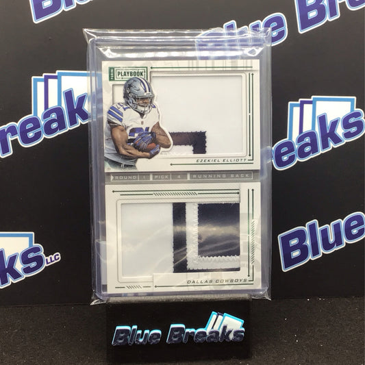 2016 Panini Playbook Rookie Ezekiel Elliott dual patch 17/25 #RJMB-EE Cowboys