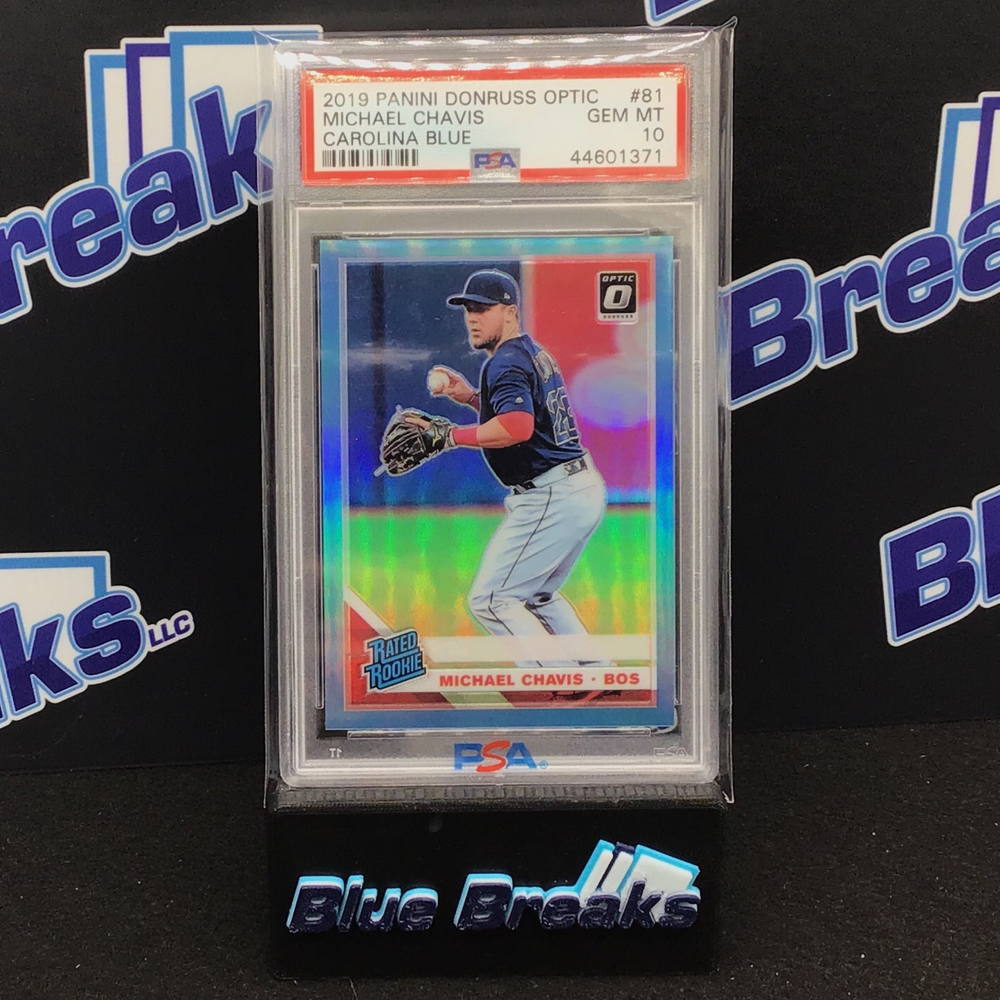 2019 Panini Donruss Optic - Michael Chavis - Carolina Blue - Boston Red Sox - 25/50 - PSA 10