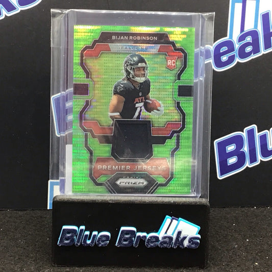 2023 Panini Prizm Premier Jerseys green pulsar Bijan Robinson RC #PJ-BR Falcons