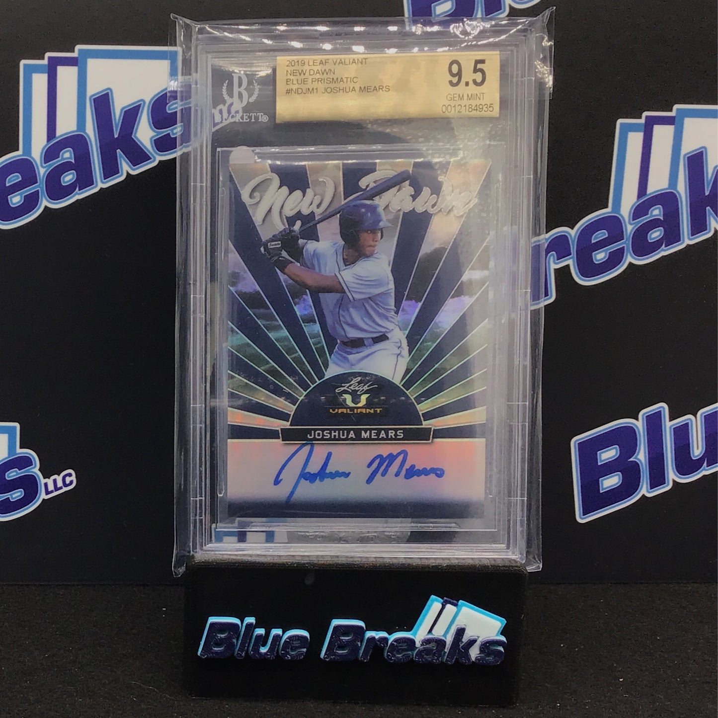 2019 Leaf Valiant - Joshua Mears - New Dawn - Blue Prismatic - 22/25 - BGS 9.5