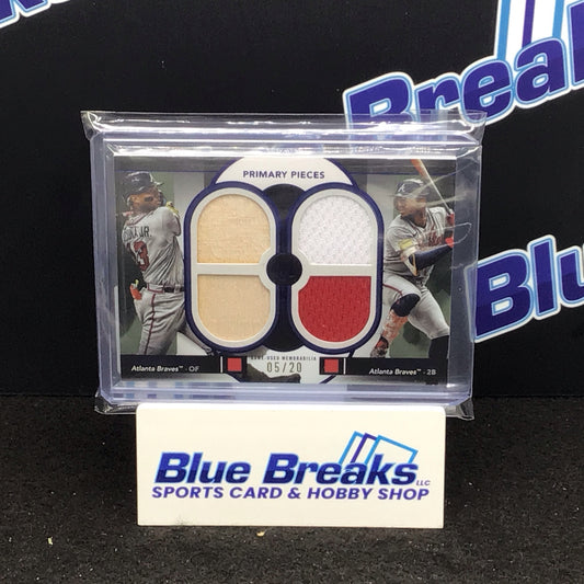 2024 Topps Museum dual-player primary pieces quad relic Ronald Acuna Jr Ozzie Albies 05/20 #DPQR-AAL