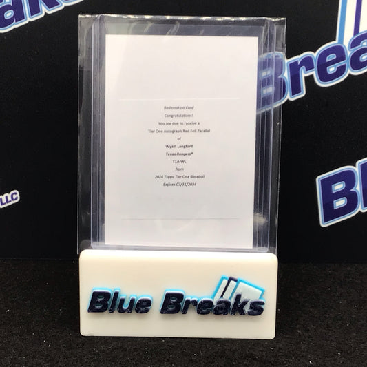 2024 Topps Tier One red foil parallel Wyatt Langford auto redemption #T1A-WL Rangers