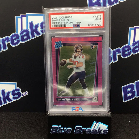 2021 Panini Donruss Optic Preview Pink Davis Mills #P-273 PSA 9 Texans
