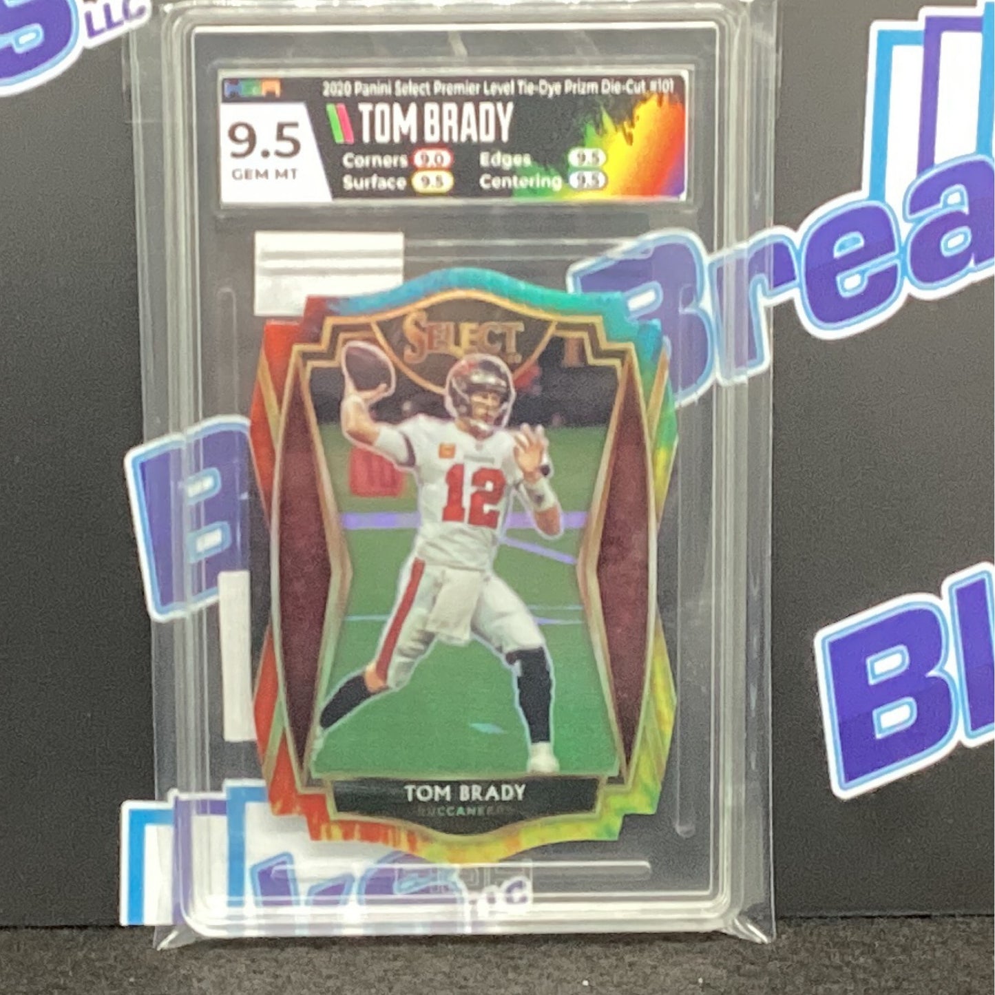 2020 Panini Select Premier Level Tie-Dye Prizm Die Cut Tom Brady 9.5 101