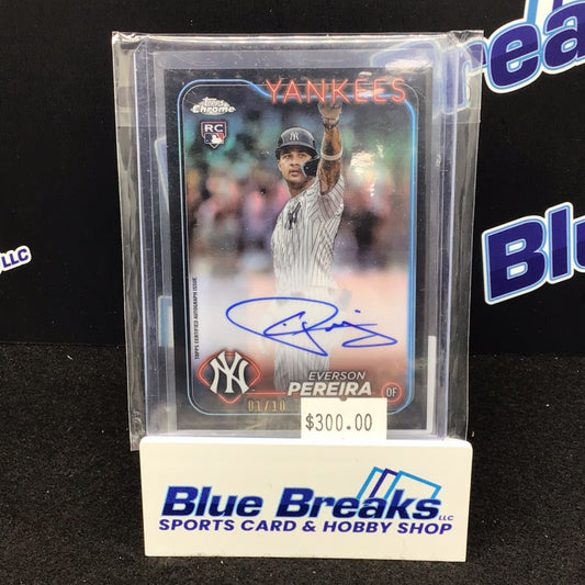 2024 Topps Chrome black refractor Everson Pereira auto 01/10 #RA-EP Yankees