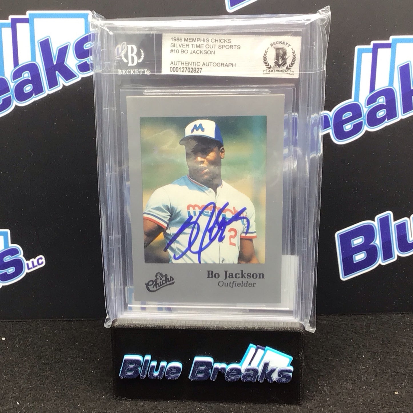 1986 Memphis Chicks Silver Time Out Sports Bo Jackson auto BGS authentication #28 Royals