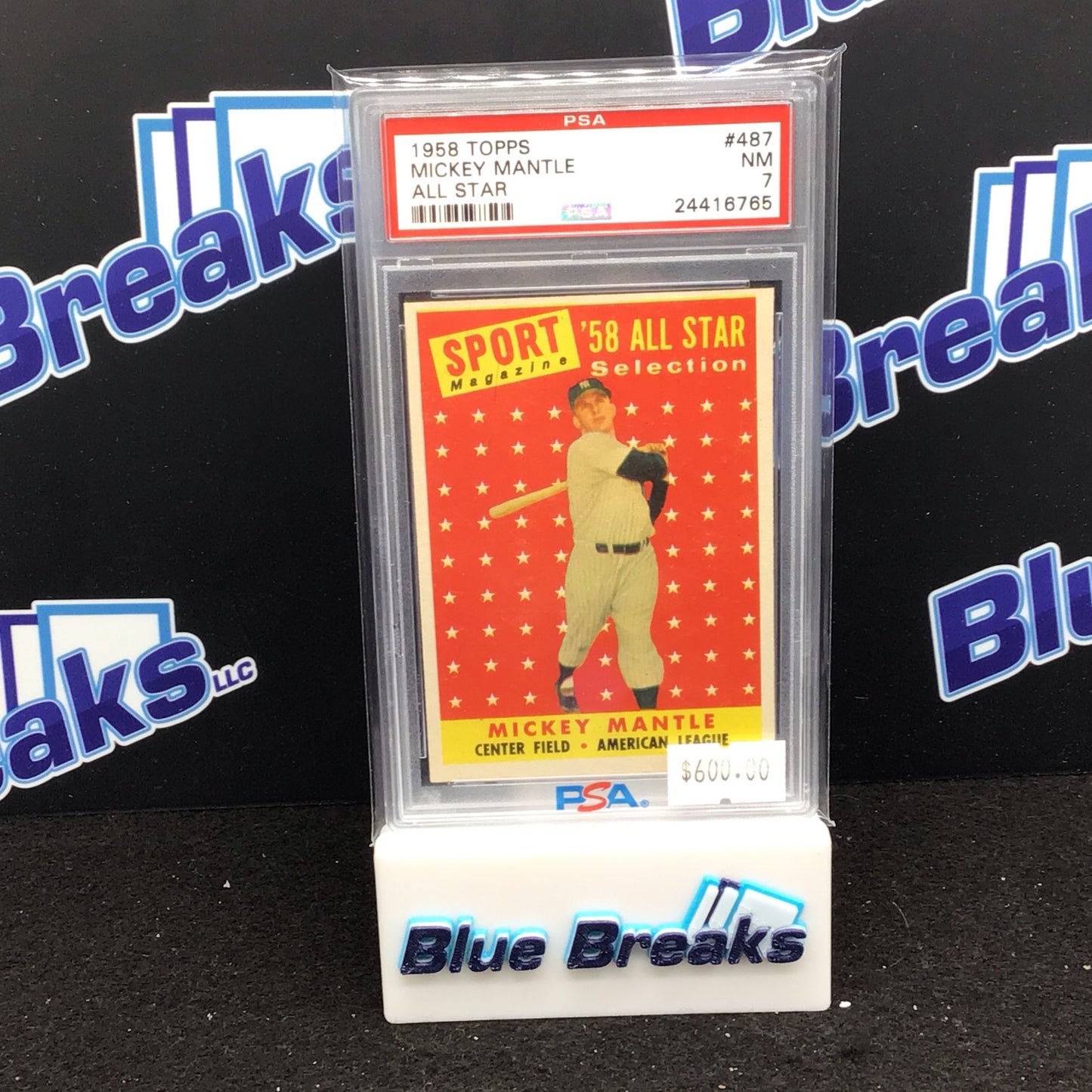 1958 Topps All Star Mickey Mantle #487 PSA 7 Yankees