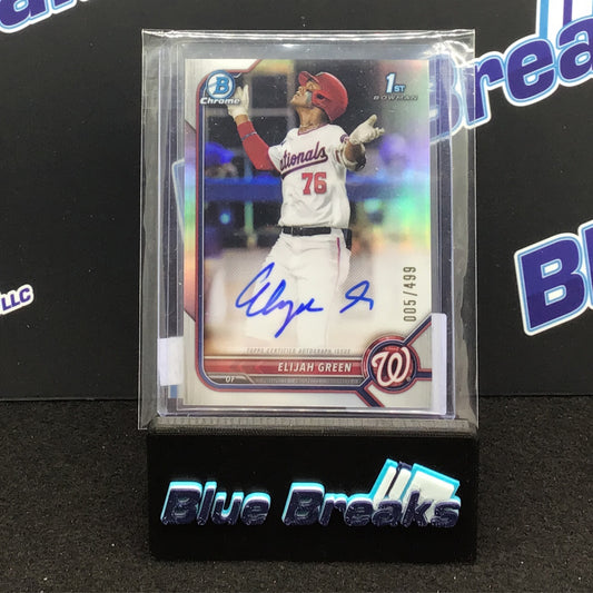 2022 Bowman Chrome 1st Bowman Refract Elijah Green 005/499 #CDA-EG Nationals