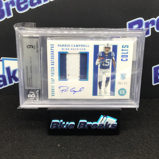 2019 Panini Encased - Parris Campbell - Sapphire - 134 - 6/25 - Indianapolis Colts - Beckett 9