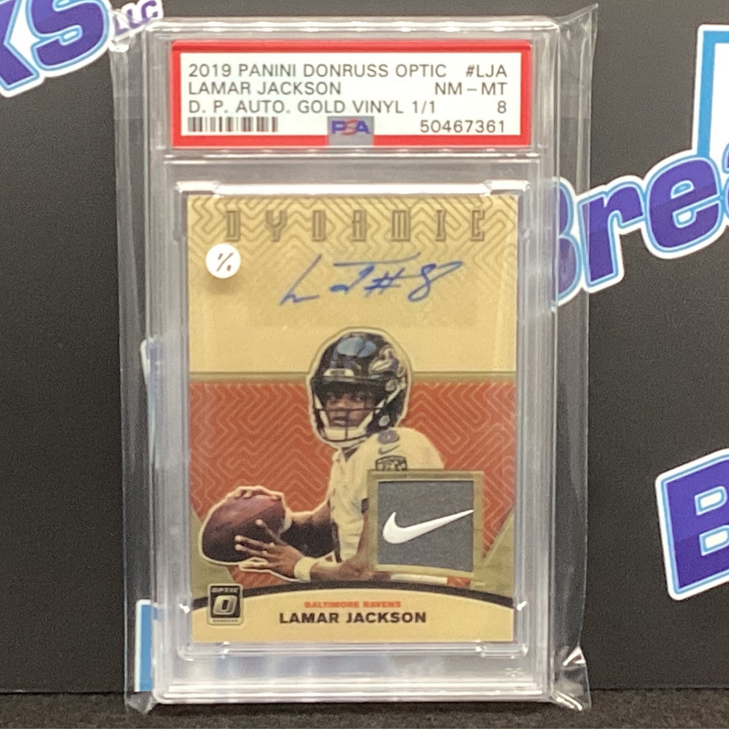 2019 Panini Donruss Optic DP Auto Gold Lamar Jackson 1/1 NM-MT 8 DPA-LJA