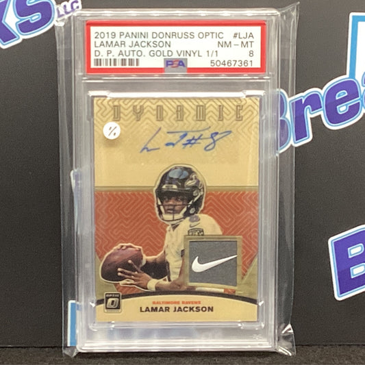 2019 Panini Donruss Optic DP Auto Gold Lamar Jackson 1/1 NM-MT 8 DPA-LJA