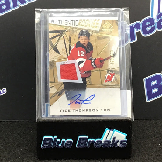 2021-22 Upper Deck SP Game Used Authentic Rookies Tyce Thompson relic auto 126/135 #181 Devils