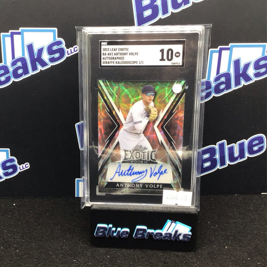 2023 Leaf Exotic Giraffe Kaleidoscope Anthony Volpe auto 1/1 #BA-AV2 SGC 10 Yankees