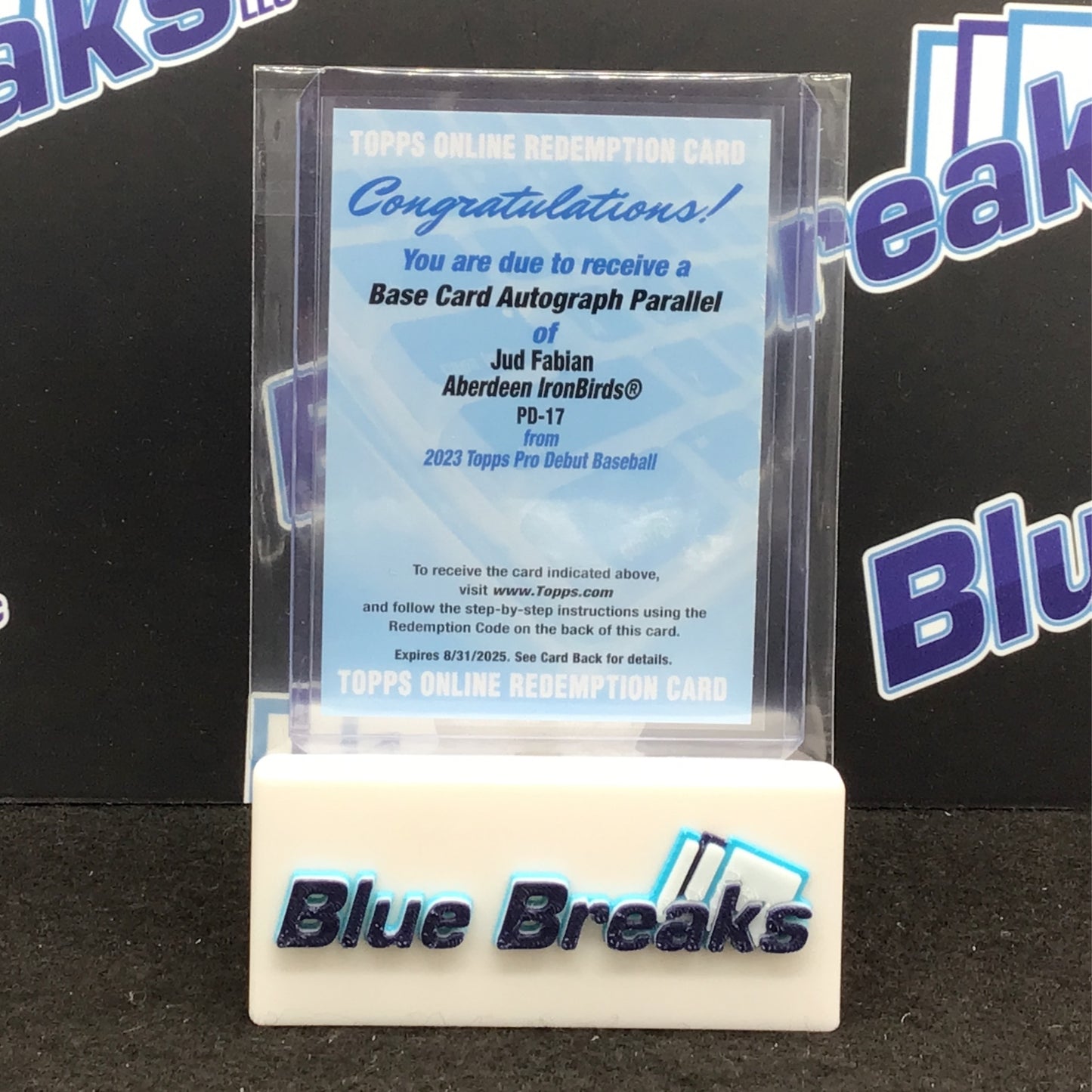 2023 Topps - Pro Debut - Jud Fabian - Base Card Autograph Parallel - Redemption - Baltimore Orioles