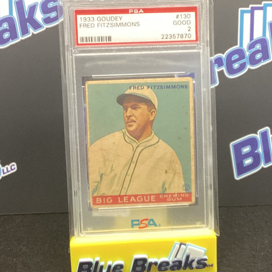 1933 Goudey - Fred Fitzsimmons PSA 2
