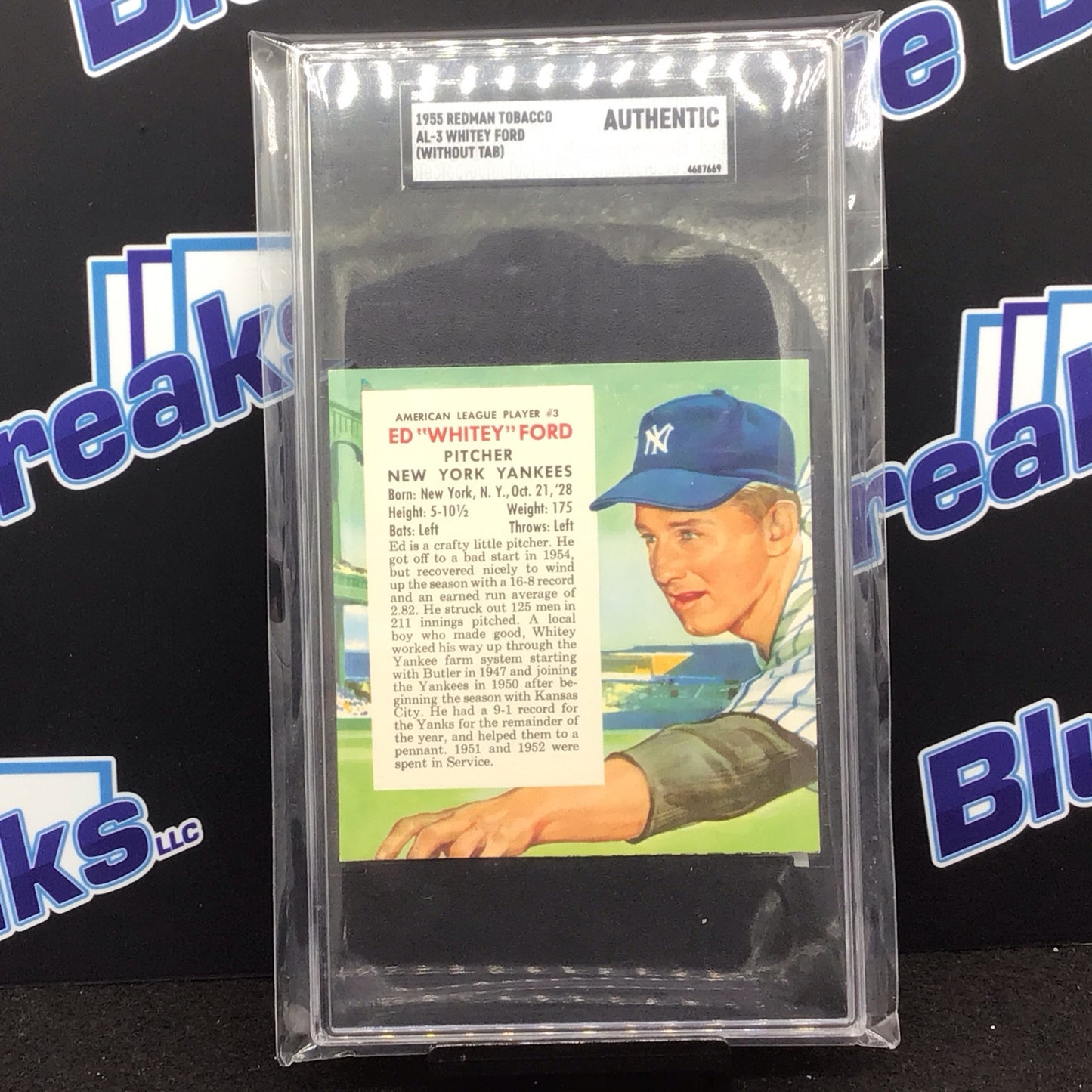 1955 Redman Tabacco Whitey Ford (without tab) #AL-3 SGC Authentic