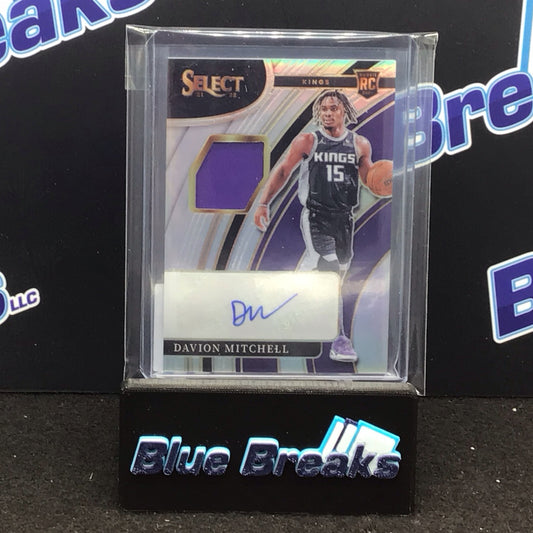 2021 Panini Select Davion Mitchell relic auto 089/199 RC #RJ-DML Kings