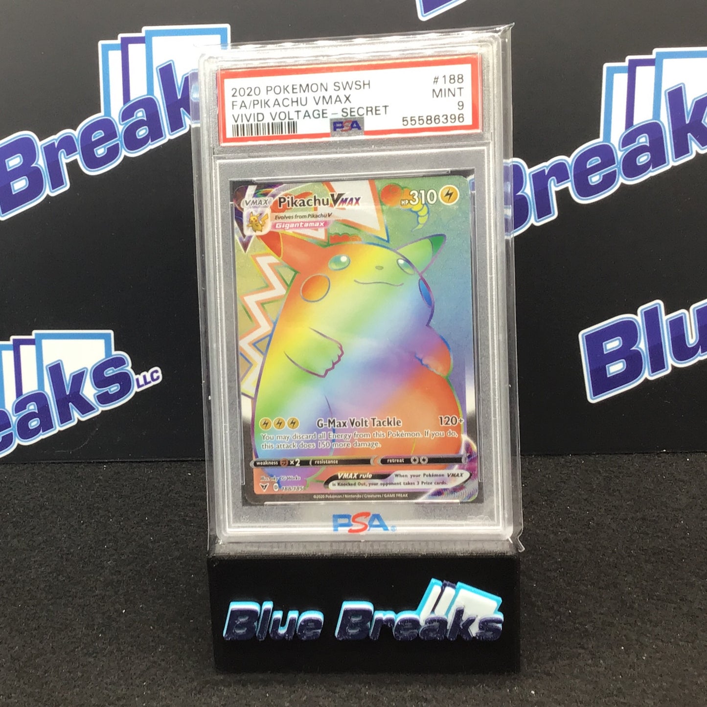 2020 Pokémon Swoosh - Full Art - Pikachu V Max - Vivid Voltage - Secret - PSA 9