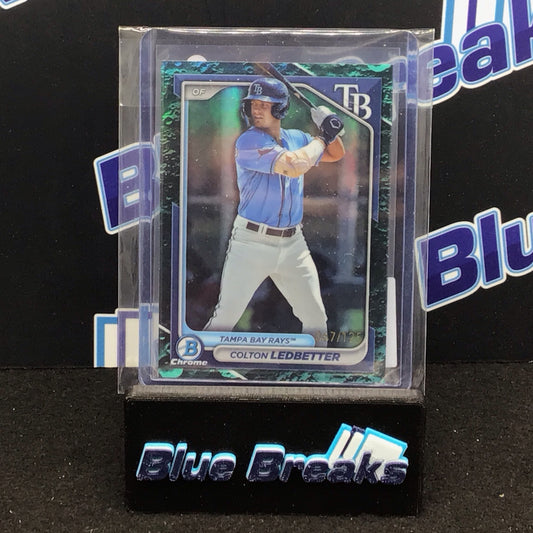 2024 Bowman Chrome Prospects 1st Blue Lunar Crater Colton Ledbetter 067/125 #BCP-124 Tampa Bay Rays