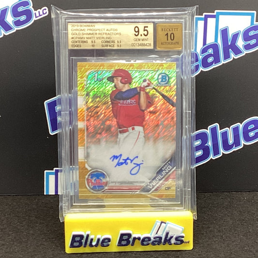 2019 Bowman Chrome Prospect Auto Gold Shimmer Refractors - Matt Vierling 15/50 - BGS 9.5 10 - Philadelphia Phillies