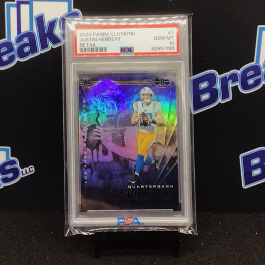 2020 Panini Illusions Retail Justin Herbert #7 PSA 10 Chargers