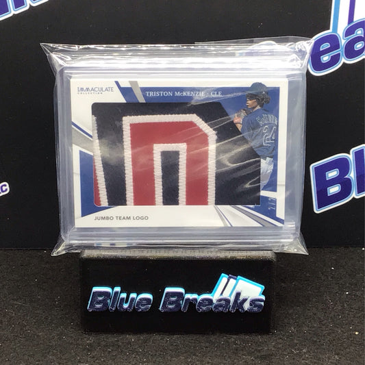 2021 Panini Immaculate Collection Jumbo Team Logo Triston McKenzie 1/2 and 2/2 #JJ-TME Guardians