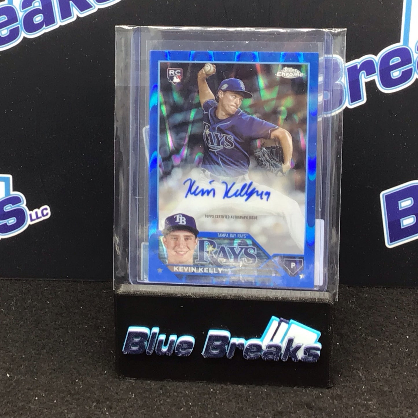 2023 Topps Chrome Blue Ray Wave Refractor Kevin Kelly Autograph RC 94/150 #AC-KK Rays