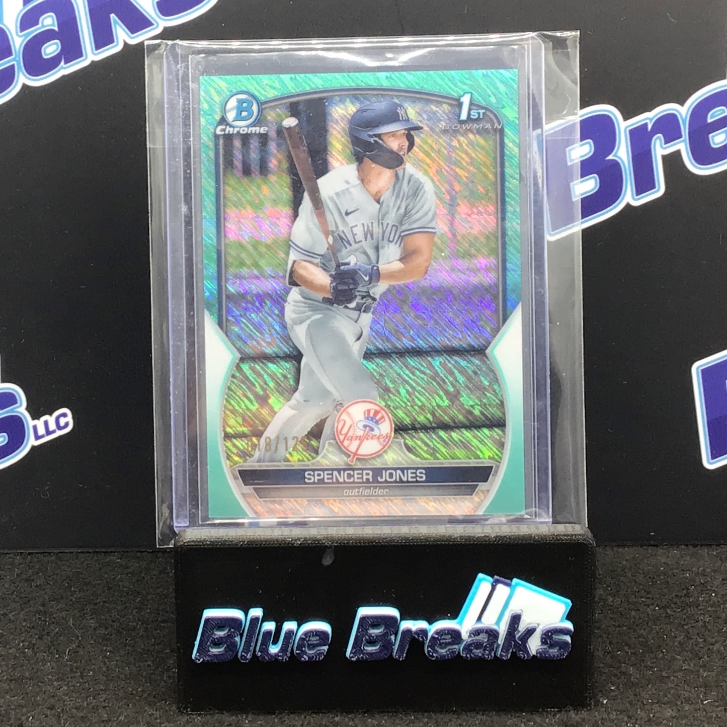 2023 Topps - Spencer Jones - Bowman Chrome - 18/125 - Aqua Wave - New York Yankees
