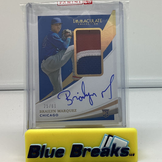 2021 Immaculate - Brailyn Marquez relic auto 25/61 #102 Cubs