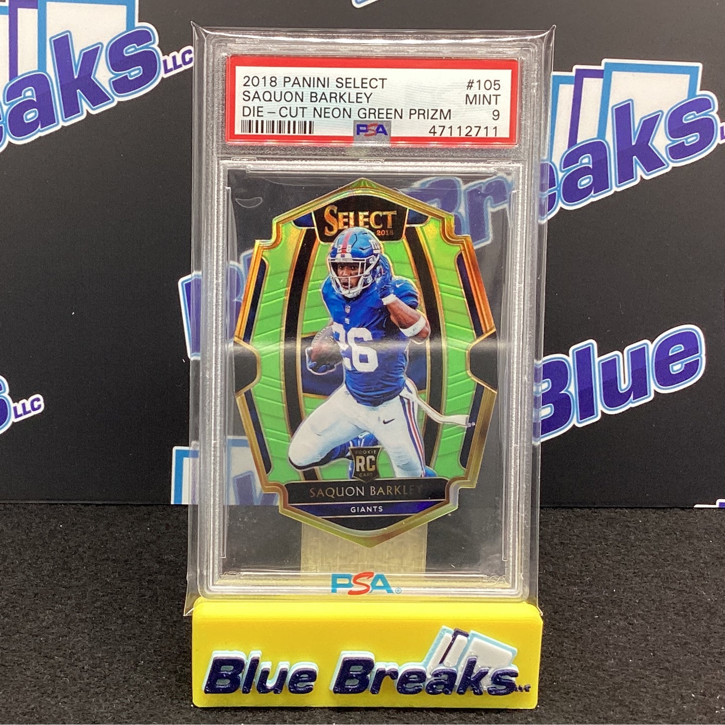 2018 Panini Select - Saquon Barkley Die Cut Neon Green PSA 9