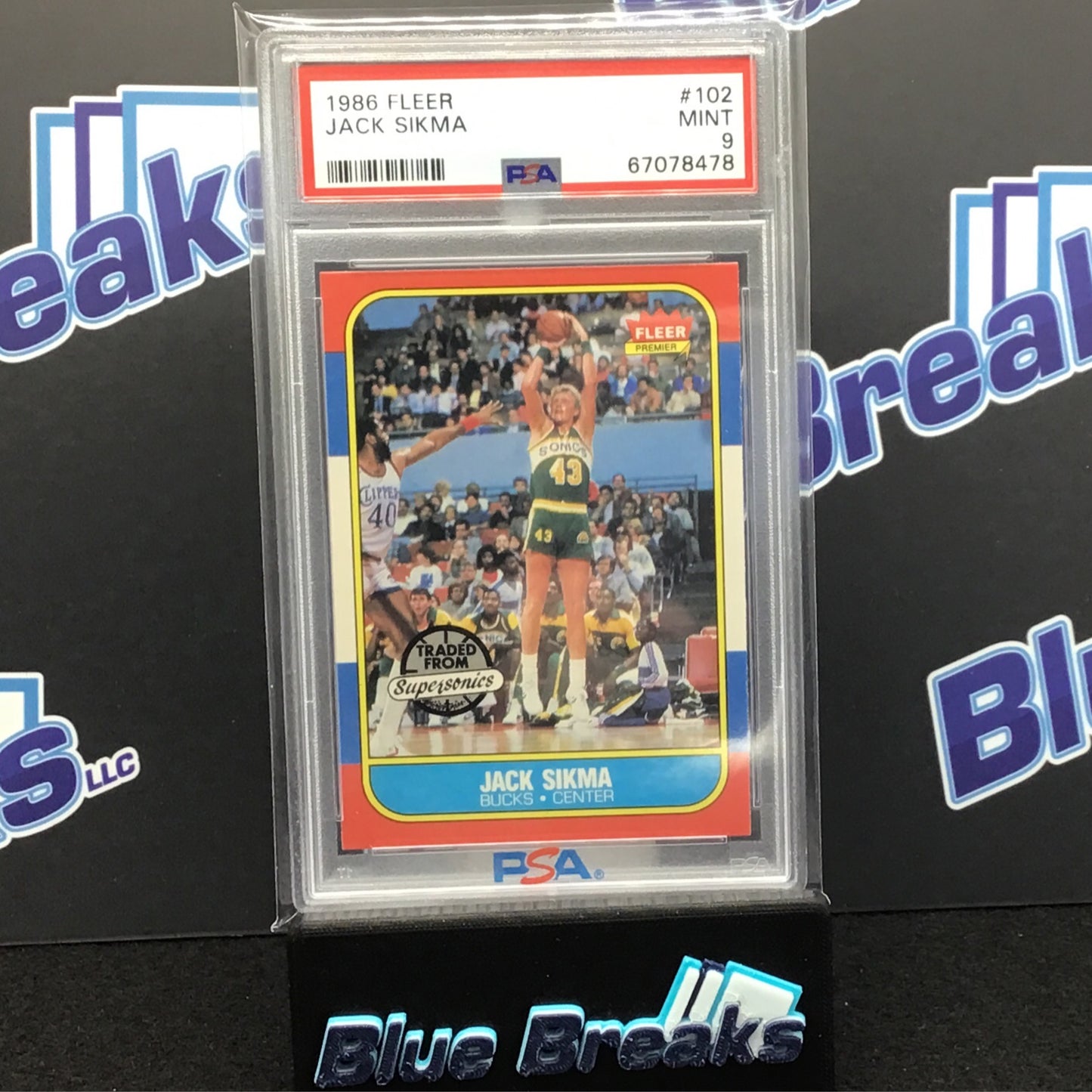 1986 Fleer - Jack Sikma - Bucks - #102 - PSA 9