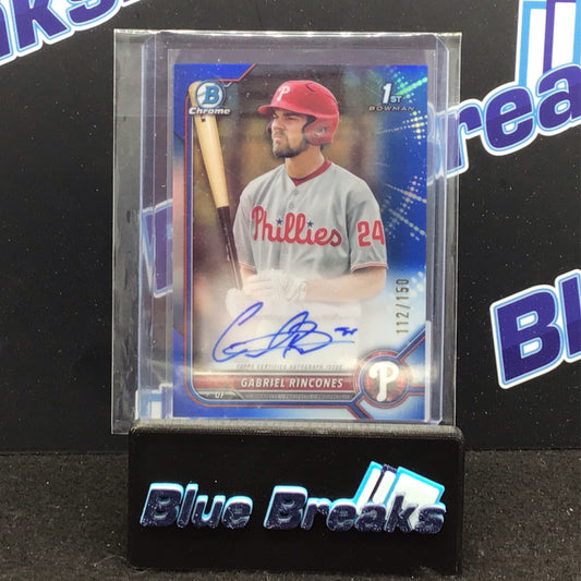 2022 Bowman Chrome 1st Bowman blue Gabriel Rincones auto 112/150 #CDA-GR Phillies